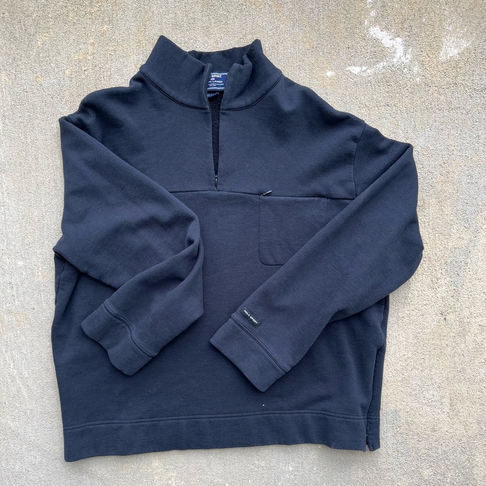 Vintage Polo Sport Ralph Lauren Black 1/4 Zip Sweater XXL